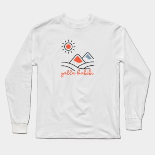 yalla habibi - mountain, sun landscape - orange & blue Long Sleeve T-Shirt